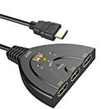Commutateur HDMI, 3 ports 4K HDMI Commutateur 3 x 1 Commutateur HDMI répartiteur Câble Pigtail Prend en charge le lecteur ...