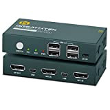 Commutateurs KVM DisplayPort 2 Port,4 USB2.0,4K@60Hz,DP 1.2,KVM Switch,KVM Displayport Switch,Interrupteur à Bouton,KVM Displayport Avec 2 câbles DP et 2 câbles ...