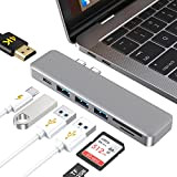 Concentrateur USB Multiport 7-en-1, Adaptateur Multiport pour MacBook Pro/Air, avec Connecteurs USB-C, Port de Sortie Vidéo HD 4K, Port USB ...