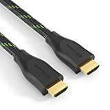 conecto, câble HDMI High Speed ​​certifié Premium, 4K Ultra HD, double blindage, tresse nylon, noir/vert, longueur : 0,50m