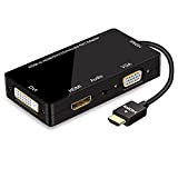 ConnBull Adaptateur HDMI vers VGA DVI HDMI, 4 en 1 Multiport Adaptateur avec Audio Jack 1080P Haute Résolution Convertisseur HDMI ...