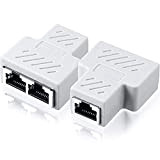Connecteurs Séparateurs Ethernet RJ45 1 à 2 Connecteurs Séparateurs Connecteur de Prise Ethernet LAN Compatible avec Câble Cat5 Cat6, Deux ...