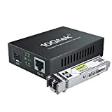 Convertisseur de Média Gigabit Ethernet avec Un 1Gb Multimode LC SFP, 10/100/1000M RJ45 à 1000Base-SX, jusqu'à 550m, European Power Adapter