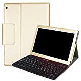 Coque avec rabat et clavier PCATEC - Pour tablette Huawei MediaPad M3 Lite 10 - Clavier Bluetooth sans fil caché ...