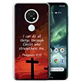 Coque pour Nokia 6.2/7.2 2019 Verset Bible Chrétienne Christ Strengthens/Philippians Désign Transparent Doux Silicone Gel/TPU Souple Etui Housse Case