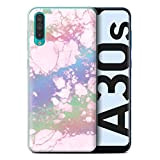 Coque pour Samsung Galaxy A30s/A50s 2019 Effet Marbre Holographique Couleur Or Rose Rose Désign Transparent Doux Silicone Gel/TPU Souple Etui ...