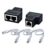 COVVY RJ45 Adaptateur répartiteur de réseau, 1 femelle vers 2 prises femelles Cat 5/Cat 6 réseau LAN Ethernet, répartiteur, câble adaptateur double ...