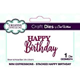 Creative Expressions Mini Expressions Craft Die Stacked Happy Birthday Matrices de Découpes - Modèles de Découpes pour Motifs en Papier, ...