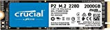 Crucial P2 CT2000P2SSD8 SSD Interne 2To, Vitesses atteignant 2400 Mo/s (3D NAND, NVMe, PCIe, M.2)