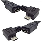 CY Câble d'extension micro USB 2.0 mâle vers micro USB 2.0 femelle gauche et droite coudé à 90 degrés pleine ...