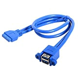 CY USB 3.0 Female Panel Type to Motherboard 20Pin Header Stackable Cable Dual Ports 50cm
