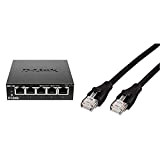 D-Link Switch 5 Ports Gigabit Metallique 10/100/1000mbps (DGS-105) & Amazon Basics Câble réseau Ethernet RJ45 catégorie 6-0,9 m