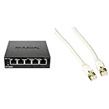 D-Link Switch 5 Ports Gigabit Metallique 10/100/1000mbps (DGS-105) & Amazon Basics Câble réseau Ethernet RJ45 catégorie 7-0,9 mètres