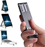 DAASK 3-in-1 Multi-Functional Holder for Laptop/Pad/Mobile Phone, Travel Folding Desktop Holder, Aluminum Portable Foldable Stand, Gris