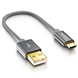 deleyCON 0,15m Câble Micro USB Nylon + Connecteurs Métalliques Câble de Charge Câble de Données Câble de Charge Rapide Smartphone ...