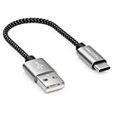 deleyCON 0,15m Câble USB-C en Nylon Câble de Recharge Données USB Type C Prise Métallique Recharge et Synchronisation de Téléphone ...