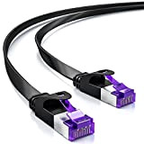 deleyCON 0,25m Câble Réseau Plat (Cat7 avec 10 Gbit/s) LAN Gigabit - Câble de Raccordement Ethernet RJ45 Câble de Pose ...