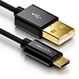 deleyCON 0,5m Câble Micro USB Nylon + Connecteurs Métalliques Câble de Charge Câble de Données Câble de Charge Rapide Smartphone ...