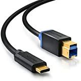 deleyCON 1,5m USB 3.0 Câble D'imprimante Câble de Scanner - Connecteur type 3.1 - USB C à USB B - ...