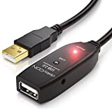 deleyCON 10m Câble D'extension USB 2.0 Actif Répéteur inclus avec Amplification du Signal USB-A Mâle vers USB-A Femelle - Noir
