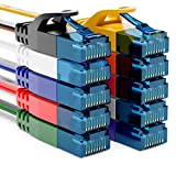deleyCON 10x 0,25m CAT6 Câble de Réseau Plat Câble Ruban de 1,5mm U-UTP RJ45 - UUTP Câble de Raccordement pour ...