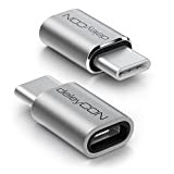 deleyCON 2X Adaptateur USB Type C vers Micro USB en Aluminium pour par Exemple Smartphones Tablettes - Argent