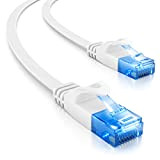 deleyCON 3,0m CAT6 Câble Réseau Plat 1000Mbit Gigabit LAN - Cat 6 RJ45 Ethernet Câble Patch Câble de Pose Plat ...
