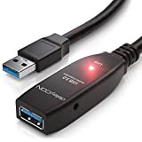 deleyCON 5m Câble D'extension USB 3.0 Actif Répéteur inclus avec Amplification du Signal 5 GBit/s USB-A Mâle vers USB-A Femelle ...
