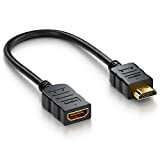 deleyCON Adaptateur HDMI Câble Portsaver HDMI Femelle vers HDMI Mâle Contacts Plaqués Or Audio Video Transmission 4K UHD 2160p Full ...