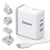 Delippo 65W USB C Charger PD & QC 3.0 USB 3 in 1 Travel Wall Charger Adapter Compatible for Nintendo,Google ...