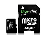 Digi-Chip Carte mémoire microSD 64 Go pour smartphones Samsung Galaxy A10, A20, A30, A40, A50, A60, A70, A90, A10s, A20s, ...