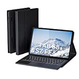 Doohoeek Twill Étui clavier avec trackpad pour Samsung Galaxy Tab S8+ Plus/S7 FE 12.4 pouces/S7+ Plus, Bluetooth QWERTY clavier p7 ...