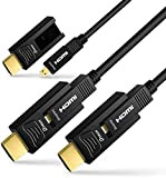 DTECH Câble HDMI à fibre optique 4K 60Hz YUV 444 18Gbit/s Ultra HD haute vitesse avec double port micro HDMI ...