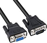DTECH DB9 RS232 Câble Serial Mâle Femelle Câble Nullmodem Croix TX RX pour communication de données (1,5 m, Noir)