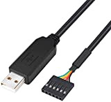 DTech FTDI Câble adaptateur USB vers TTL série 3,3 V 6 broches 0,1" tête de prise UART IC FT232RL puce ...