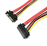Duttek câble SATA d'extension, SATA 22 Broches(7 + 15),SATA Mâle vers Femelle, Câble SATA d'alimentation et de données(50 cm)