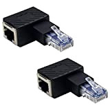 Duttek Lot de 2 adaptateurs Ethernet à 90 degrés, coudé à Gauche RJ45 mâle vers Femelle, connecteur de Patch réseau ...