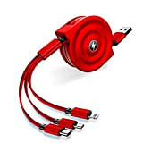 DZIGA Câble de chargement 3 en 1, Câble de chargement rétractable (1M) 3A/5V Charge rapide & Transfert de données, Câble ...