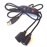 Easycargo Contrôleur de ventilateur USB, double sortie USB pour récepteur de refroidissement DVR PlayStation Xbox ordinateur armoire VR Gear, aquarium, ...