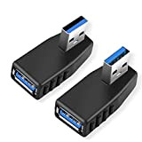 EasyULT USB 3.0 adaptateurs[2-Pièces],90 degrés à angle droit mâle à femelle adaptateur USB 3.0(Compris Angle Gauche et angle droit Adaptateur)