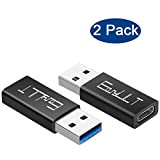 EasyULT USB C Adaptateur[2-Pièces],Connecteur Type C Femelle vers USB 3.1 Mâle Gen 2 Chargeur USBC Transmission Rapide 10 Gbps（Noir）
