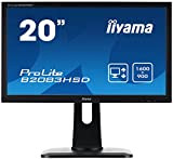 Ecran iiyama 20" ProLite B2083HSD-B1 1600x900,VGA/DVI , ACR, 5ms, TCO, pied reglable, Flicker free blue light, speakers