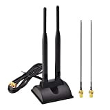 Eightwood Antenne WiFi PC Rallonge Antenne WiFi Bluetooth Omnidirectionnel Double Magnetique 2.4GHz 5.8GHz with MHF4 to RP-SMA Female Pigtail Cable ...