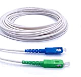 Elfcam® - Câble/Rallonge Fibre Optique { Freebox } - Jarretière Simplex Monomode SC-APC à SC-UPC - Blindage et Connecteur Renforcée ...
