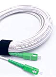 Elfcam® - Câble/Rallonge Fibre Optique {Orange SFR Bouygues} - Jarretière Simplex Monomode SC-APC à SC-APC, Blanc, 7M