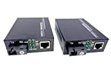 Elfcam® - Lot de 2 Convertisseur Fibre Ethernet, Convertisseur de Média SFP (mini-GBIC) Inclus, Jusqu'à une Distance de 20KM sur ...