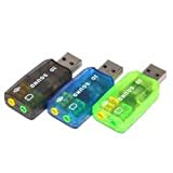 elochoum USB 2.0 Son Carte 3D Audio Sound Card 5.1 Adaptateur Sound Virtual Externe - Bleu