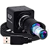 ELP Webcam 8MP avec Zoom 5-50mm Mise au Point Manuelle Objectif Variable Caméra HD USB Compatible avec Mac/Windows/Linux/Android Ordinateur Webcam ...