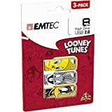 Emtec ECMMD8GM752P3LT01 - Lot de 3 Clés USB - 2.0 - Série Licence - Collection M750 Looney Toons - 8 ...