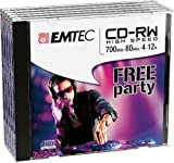EMTEC Pack de 5 CD RW 700Mo 12x Jewel Case